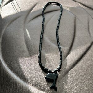 Elegant hematite Beaded dolphin Necklace